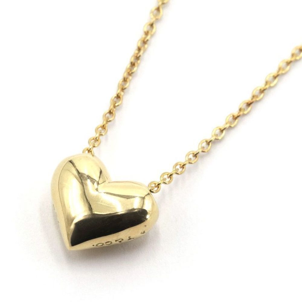 Tiffany Pinched Heart Necklace K18YG Yellow Gold Pendant Jewelry